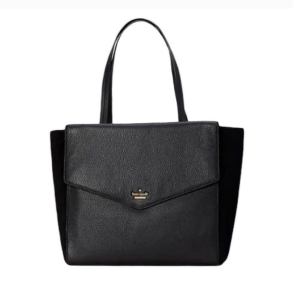 Kate Spade New York Black Spencer Court Archie Leather + Suede Toate Bag - Picture 1 of 13